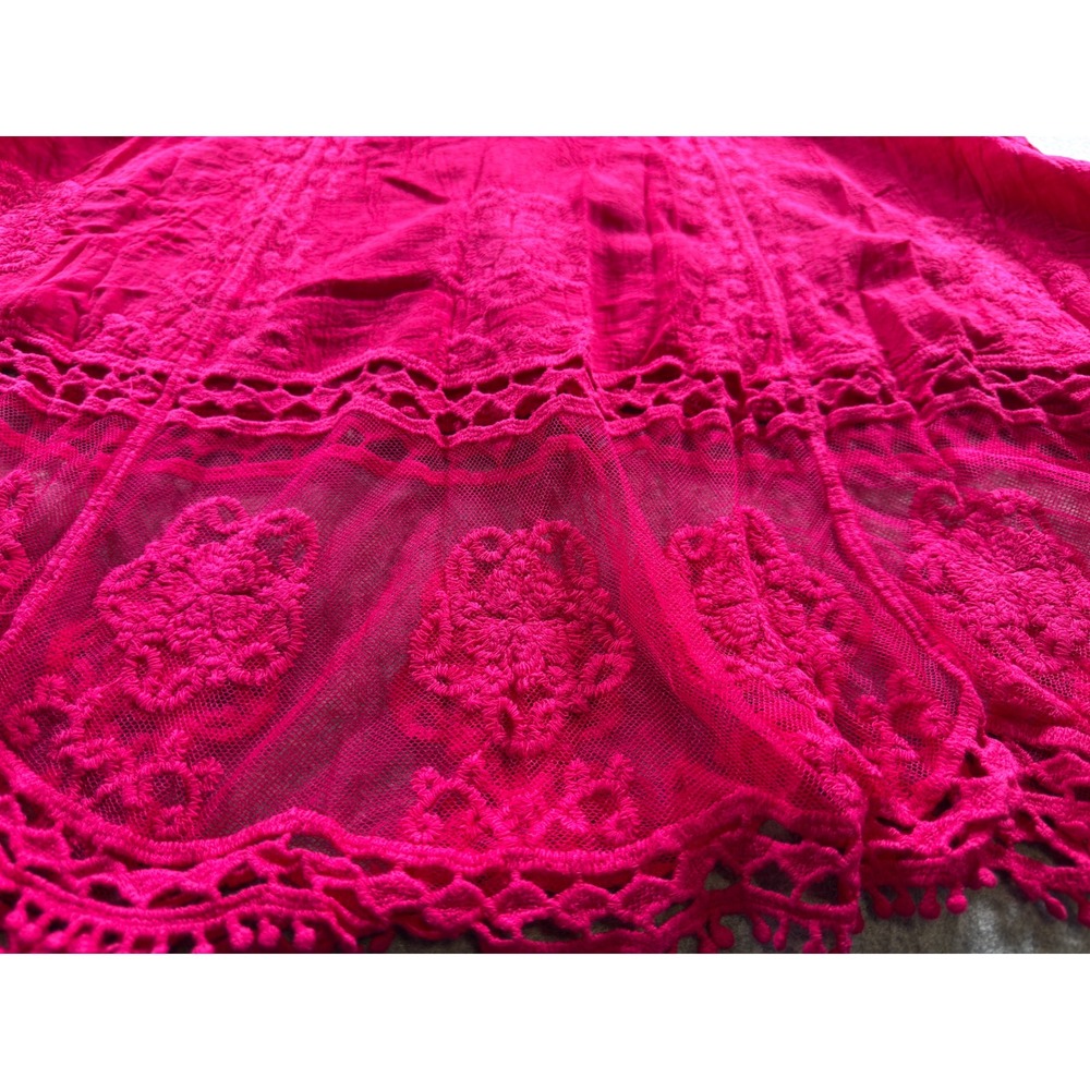 Eomenie Lace Bathing Suit Cover Up Women OS Hot Pink Plunging V Neck Beach Dress - Picture 6 of 12